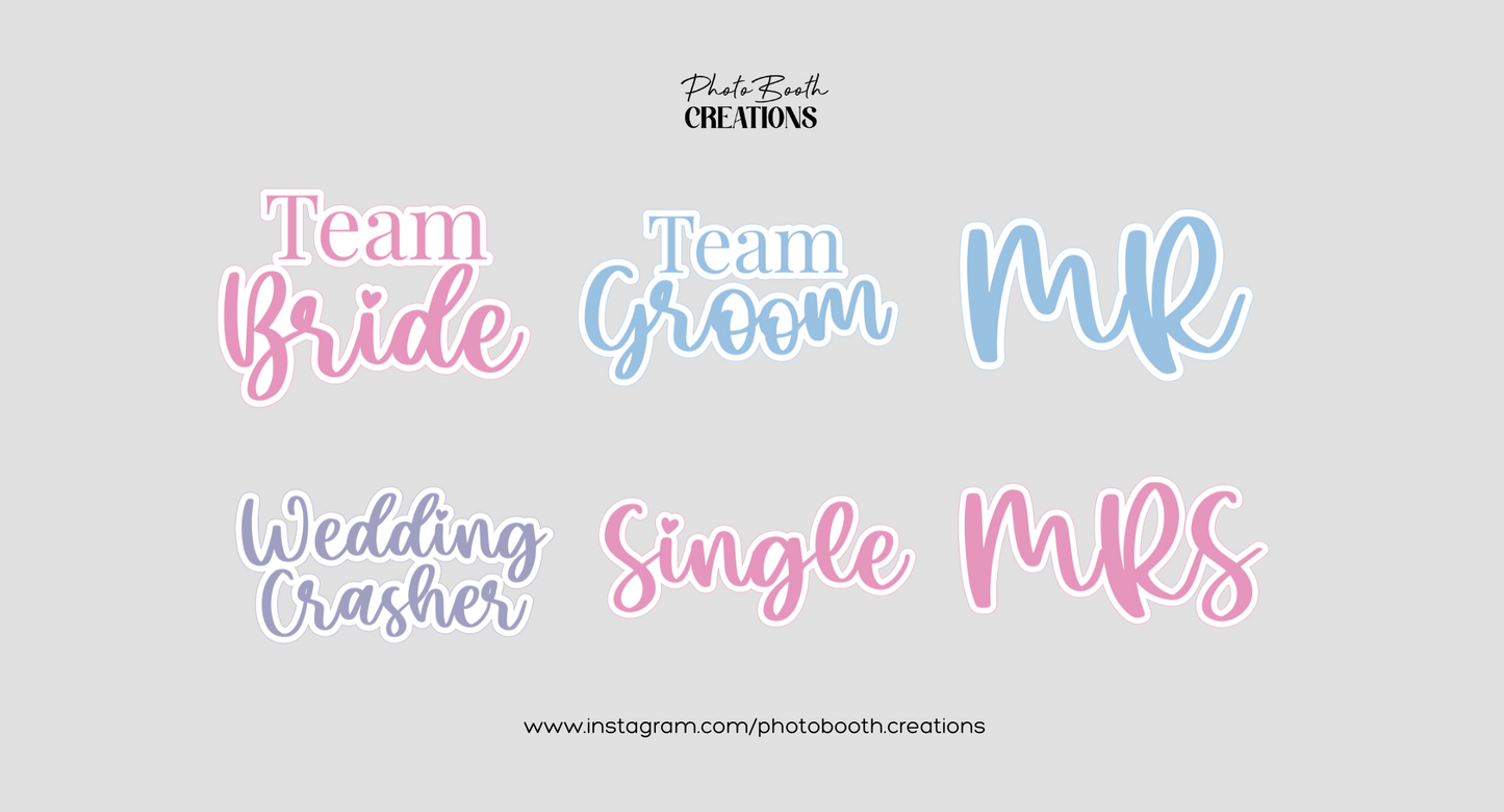 20 Wedding Pastel Photo Booth Props | Digital Download