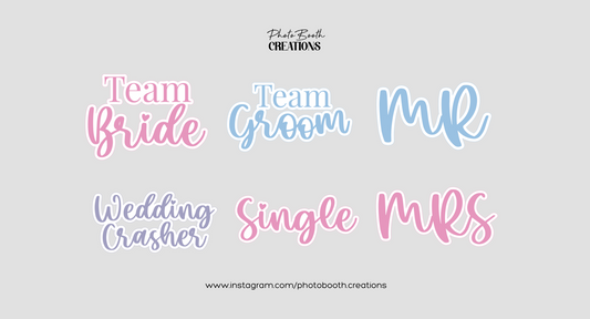 20 Wedding Pastel Photo Booth Props | Digital Download